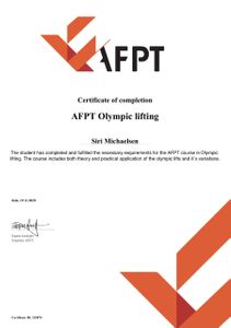 PT Siri AFPT Olympisk løft diplom